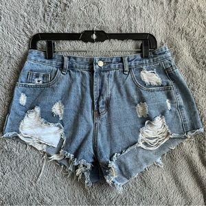 Brand - SHEIN Ripped Raw Hem Denim Shorts 
Size - X-Large